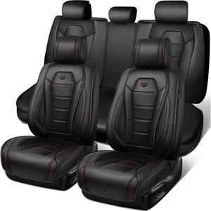 image:imageCAR PASS Nappa Leather Car Seat Covers Full Set Faux Leather Black  Luxury Nappa Leather360 Full ProtectionWater resistant3D Foam ComfortUniversal Fit for Most Cars SUV TruckScratch proof